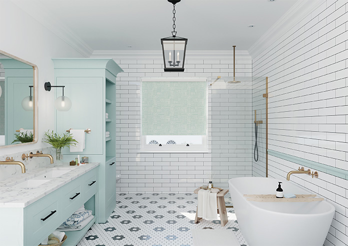 Irregular Tiles, Duckegg - Twist&Fit Roller Blind - Image 8